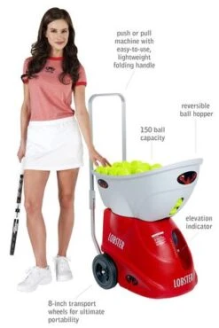 LOBSTER ELITE 3 TENNIS BALL MACHINE -Ball Sports Shop girl with elite2018